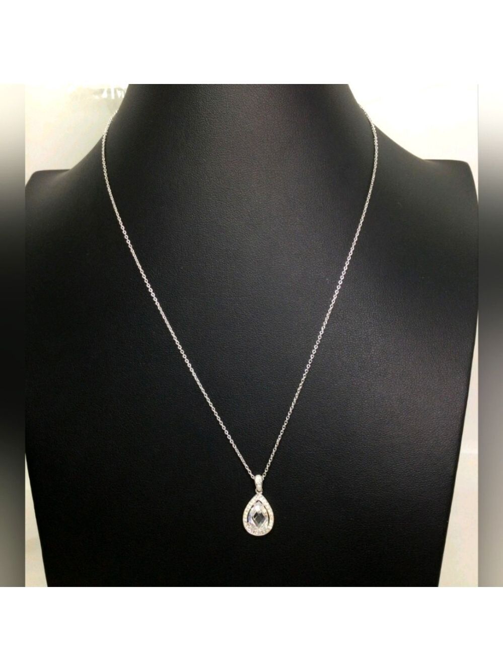 Nadri Faceted Crystal Tear Drop Pendant Necklace 18"
